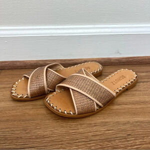 Schutz Alita Criss Cross Flat Slide Sandals